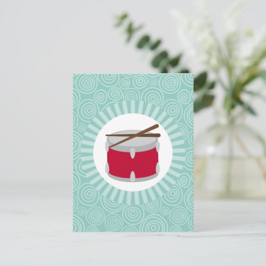 ドラムおもしろいターコイズスワールミュージック ポストカード (スタンド正面)