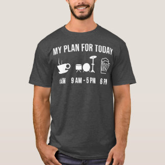 ドラムおもしろい楽器音楽今日の計画 Tシャツ