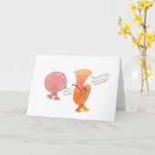 ドラムおよびテューバが付いている挨拶状 カード (黄色い花)