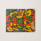 ドラムおよび低音のレゲエ色-ロゴ、落書き、印 ジグソーパズル (横)