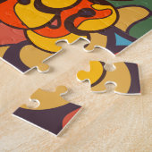 ドラムおよび低音のレゲエ色-ロゴ、落書き、印 ジグソーパズル (側面)