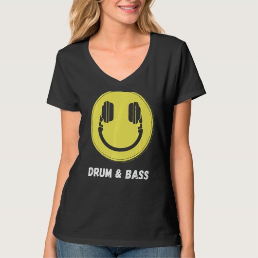 ドラムとベースEDMミュージックDNB Tシャツ (正面)