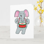 ドラムと音楽の象 カード (黄色い花)