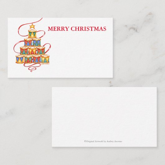 ドラムの木 メリークリスマス プレースカード ネームタグ プレイスカード (正面/裏面)