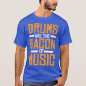 ドラムは音楽ドラマーのドラム演奏のベーコン Tシャツ (正面)