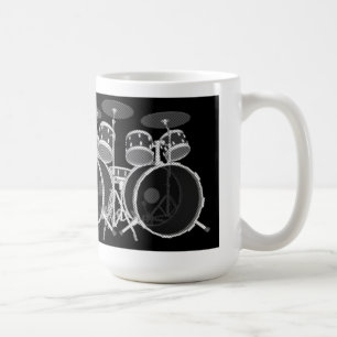 ドラムは(黒い及び白) -コーヒー・マグ置きました コーヒーマグカップ