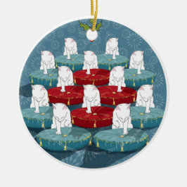 ドラムをたたいている12匹の猫… セラミックオーナメント