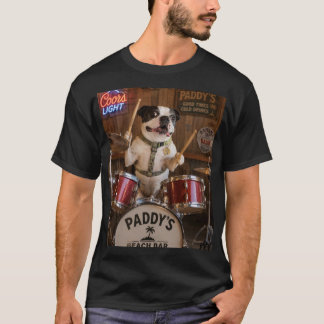 ドラムを叩くボストンテリア Tシャツ