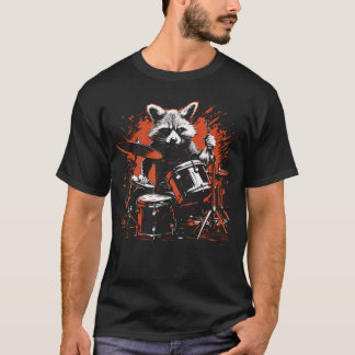 ドラムを叩くレッキューン 面白いドラミング レッキューン Tシャツ