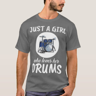 ドラムを愛する女の子 Tシャツ