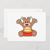 ドラムを演奏するクマ ポストカード (正面/裏面)