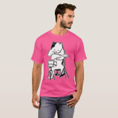 ドラムを演奏するクールな猫のTシャツ Tシャツ (正面フル)
