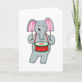 ドラムを演奏するゾウ カード (正面)