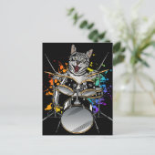 ドラムを演奏する猫のドラマー ポストカード (スタンド正面)