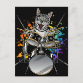 ドラムを演奏する猫 ポストカード (正面)