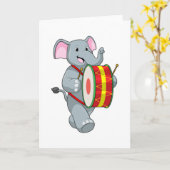 ドラムを演奏する音楽家としての象 カード (黄色い花)