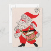 ドラムを遊ぶサンタ シーズンポストカード (正面/裏面)