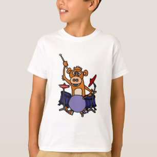 ドラムを遊んでいるおもしろいな猿 Tシャツ