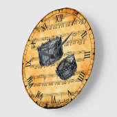 ドラムを鳴らす〜ヴィンテージ·シート音楽の背景 ラージ壁時計 (傾斜)