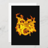 ドラムオンファイア音楽ドラムキットラバーギフトアイディア 招待状 (正面/裏面)