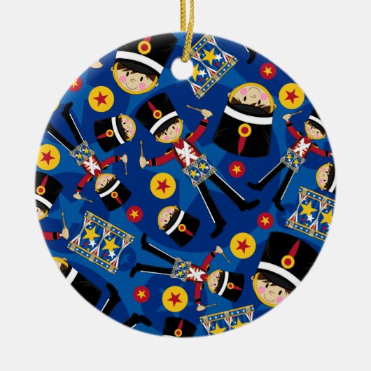 ドラムオーナメントを遊んでいるくるみ割りの兵士 セラミックオーナメント (正面)