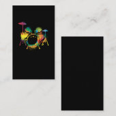 ドラムカラフルドラムセットレトロドラム 名刺 (正面/裏面)