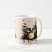 ドラムカラフルマシン。ミュージカル楽器 コーヒーマグカップ (正面右)