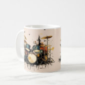 ドラムカラフルマシン。ミュージカル楽器 コーヒーマグカップ (正面左)