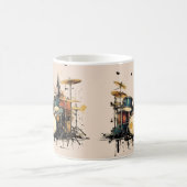 ドラムカラフルマシン。ミュージカル楽器 コーヒーマグカップ (中央)