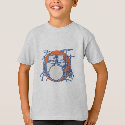 ドラムキットのオフセット Tシャツ (正面)