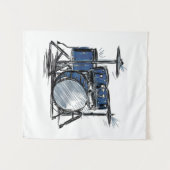 ドラムキットスケッチ音楽 タペストリー (正面(横))