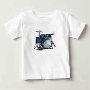 ドラムキットスケッチ音楽 ベビーTシャツ