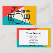 ドラムキットトリカラー – ターコイズサンゴ金ゴールド 名刺 (正面/裏面)