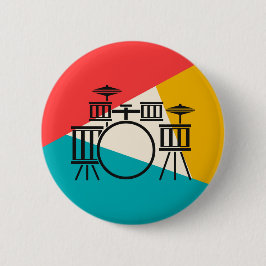ドラムキットトリカラー – ターコイズサンゴ金ゴールド 缶バッジ