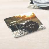 ドラムキットドラムロックパーソナライズカスタマイズ スクエアペーパーコースター (アングル)