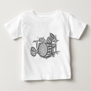 ドラムキットロックバングランジド ベビーTシャツ