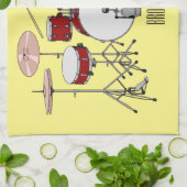 ドラムキット漫画イラストレーション キッチンタオル (折り畳み)