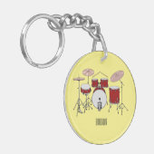 ドラムキット漫画イラストレーション キーホルダー (正面左)