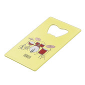 ドラムキット漫画イラストレーション クレジットカード栓抜き (裏面アングル)