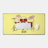 ドラムキット漫画イラストレーション デスクマット (キーボード&マウス)