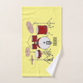 ドラムキット漫画イラストレーション バスタオルセット (ハンドタオル)