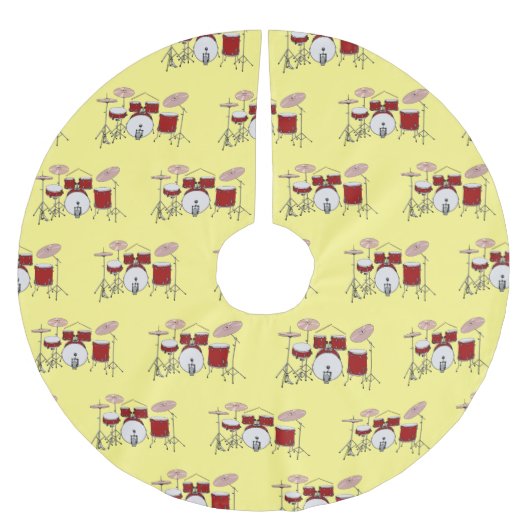 ドラムキット漫画イラストレーション ブラッシュドポリエステルツリースカート (正面)