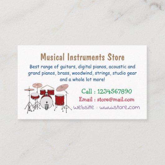 ドラムキット漫画イラストレーション 名刺 (正面)