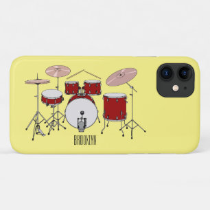 ドラムキット漫画イラストレーション iPhone 11 ケース