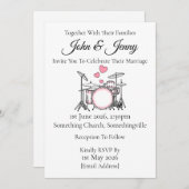 ドラムキット結婚式招待状ドラムミュージシャン 招待状 (正面/裏面)