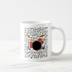 ドラムキット音符ドラマー打楽器ミュージシャン コーヒーマグカップ