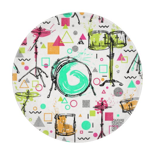 ドラムキット：水彩メンフィスレトロ。 カッティングボード (正面)