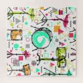 ドラムキット:水彩メンフィスレトロ。 ジグソーパズル (横)