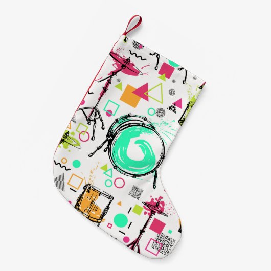 ドラムキット:水彩メンフィスレトロ。 スモールクリスマスストッキング (正面 (吊り時))