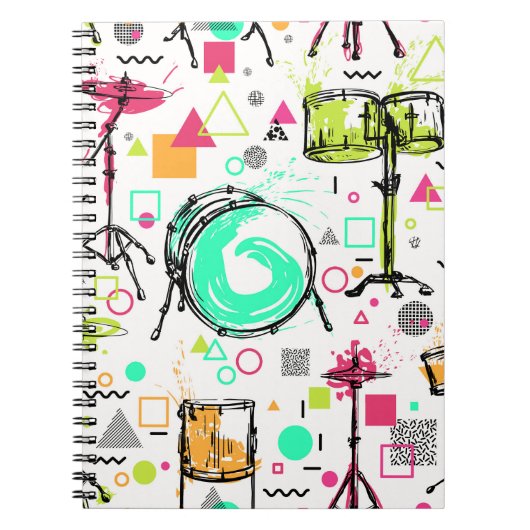 ドラムキット:水彩メンフィスレトロ。 ノートブック (正面)